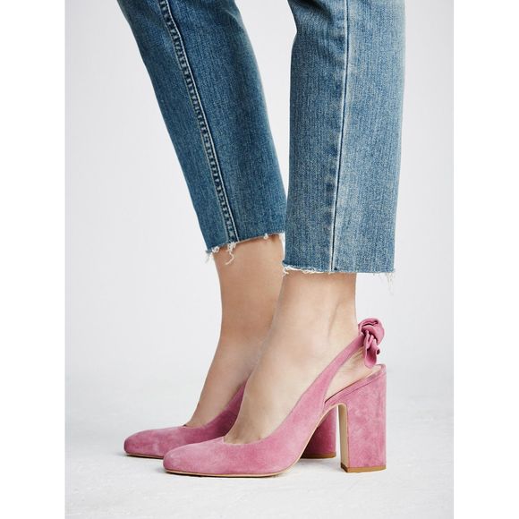 Free People Shoes - Free People Lavender Sling Back Heels with Bow